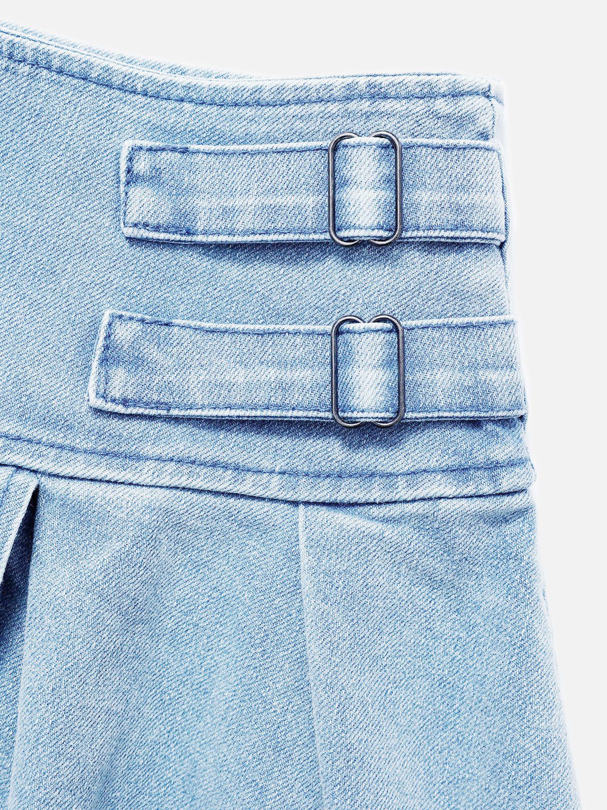Slit Wrinkle Denim Skirt Set