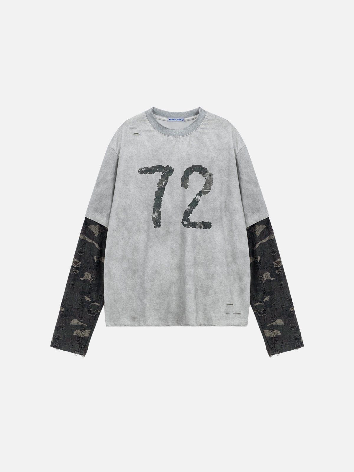Camouflage Distressed Long Sleeve Tee