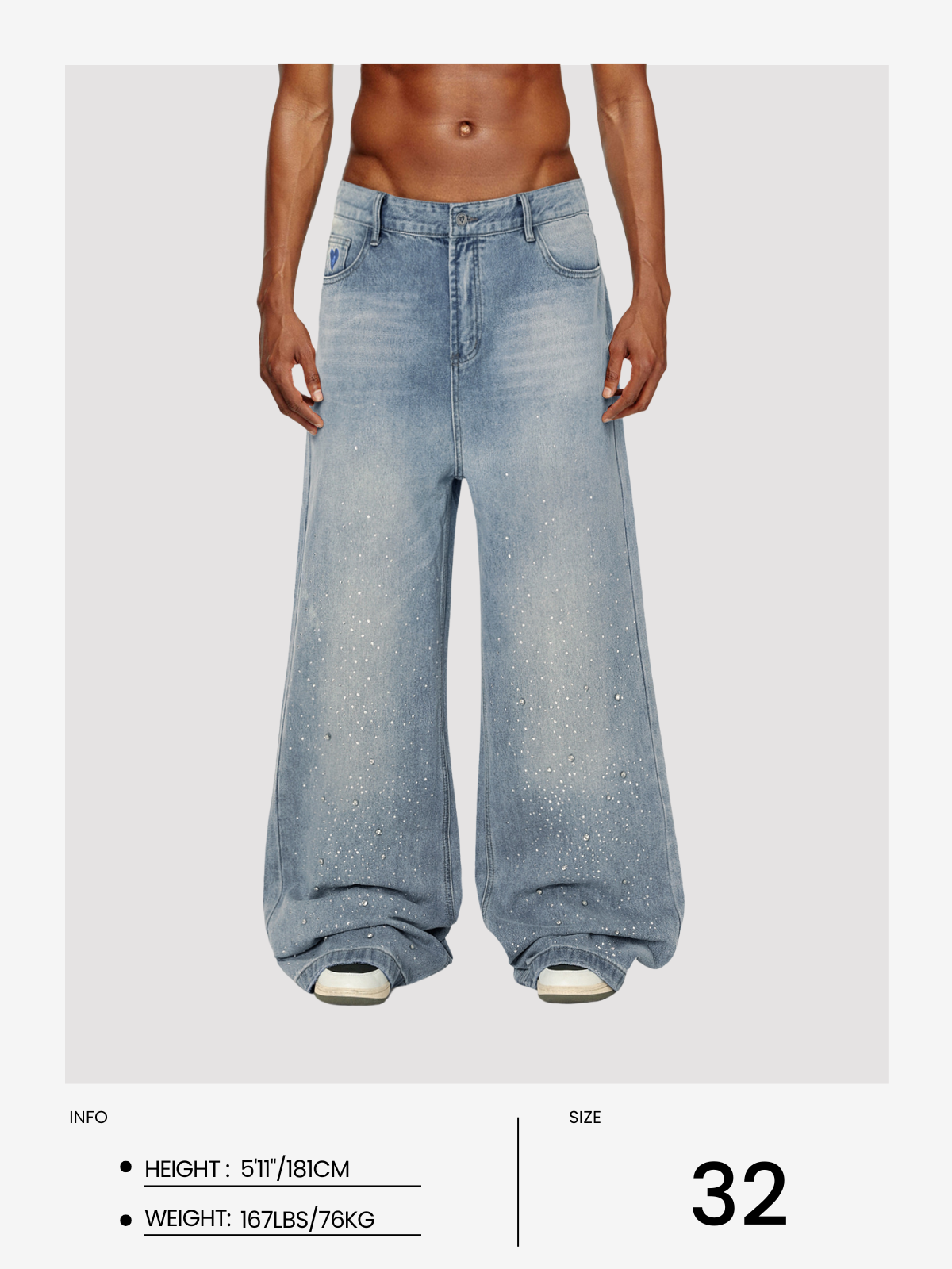 Rhinestone Baggy Jeans