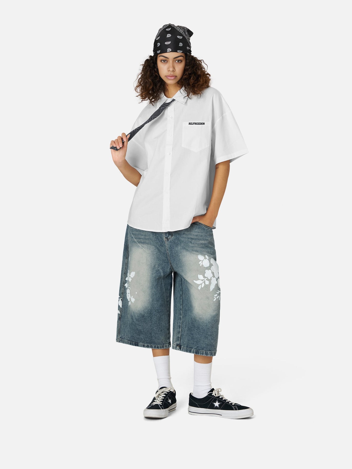 Plaid Tie Short Sleeve Shirt