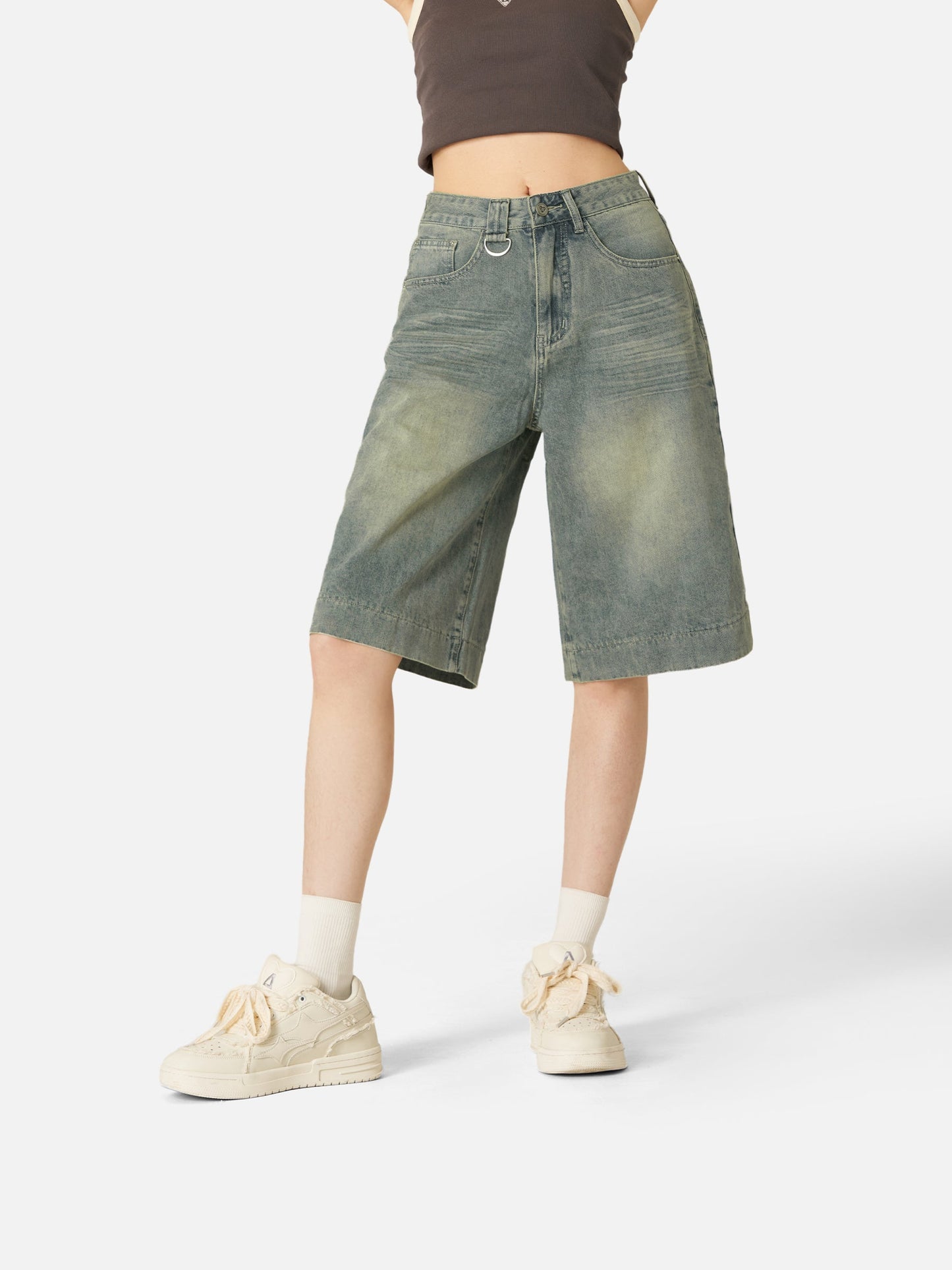 Solid Washed Longline Jorts
