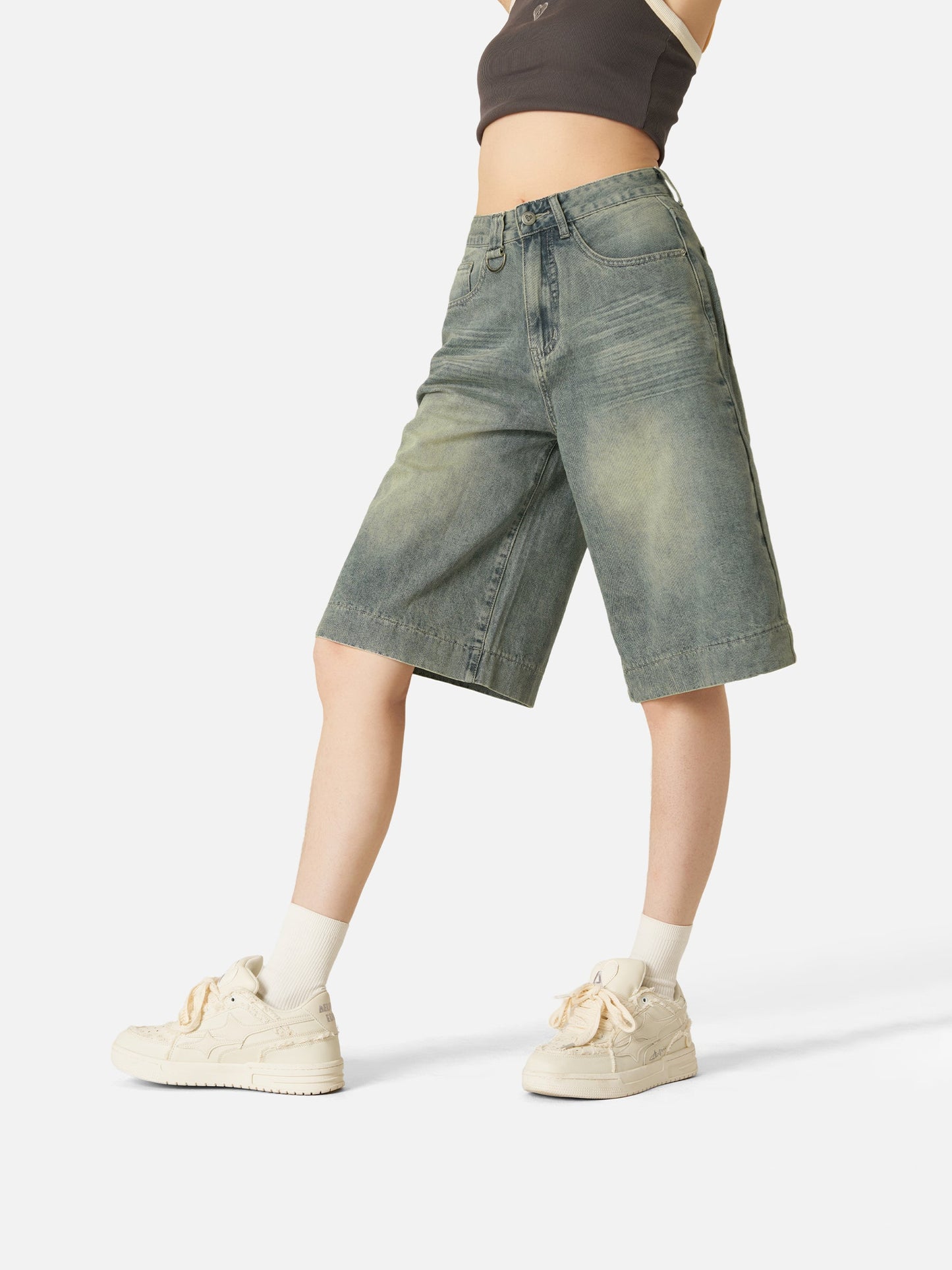 Solid Washed Longline Jorts