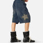 Star Tassel Patch Gradient Jorts