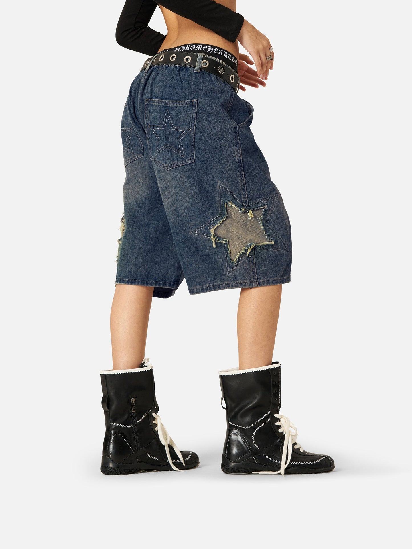 Star Tassel Patch Gradient Jorts